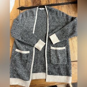 FRNCH Black and White Striped Knit Top